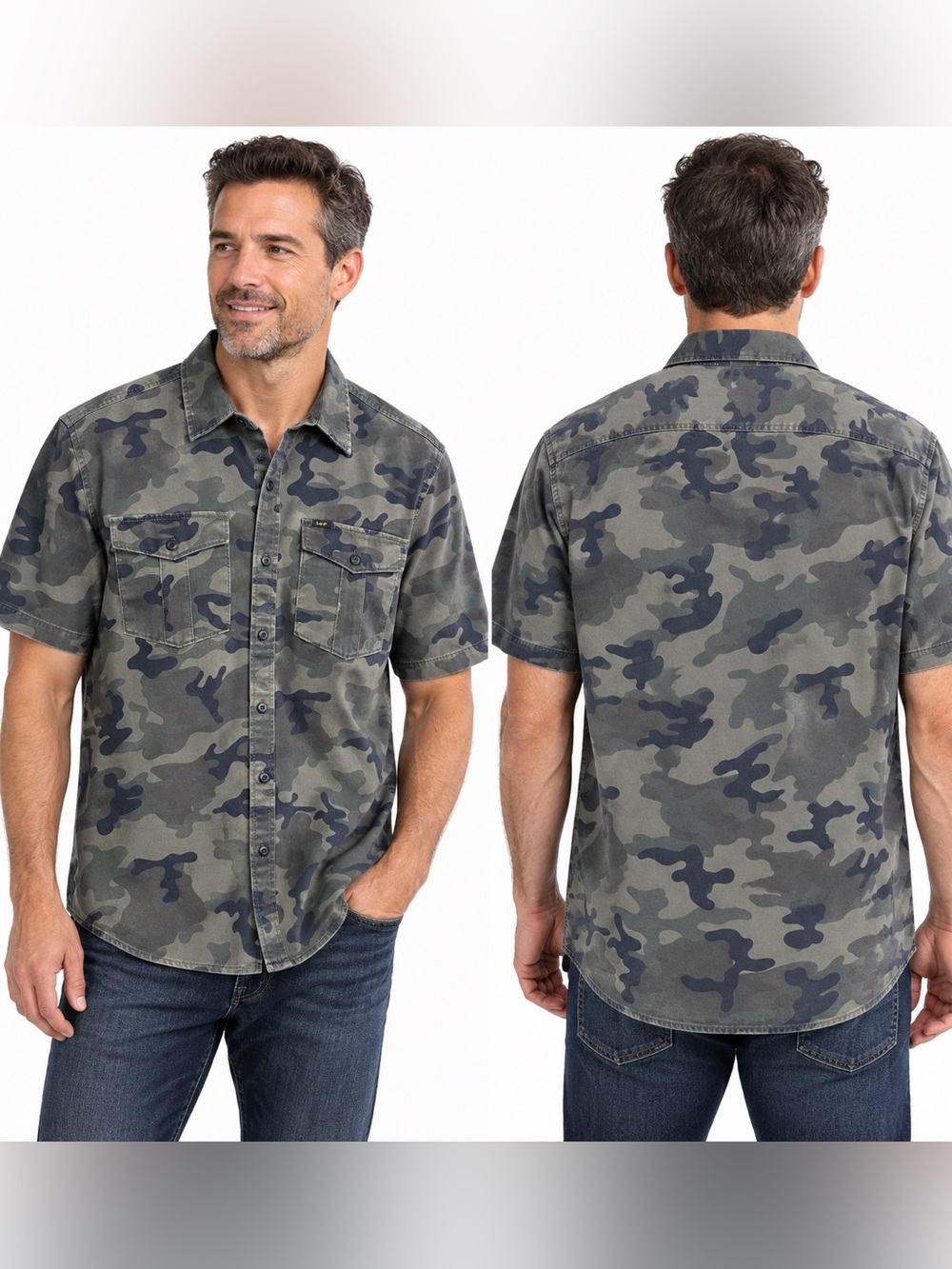 Lee Heritage Men’s Camo Short Sleeve Button-Up Shirt Size XL NWT